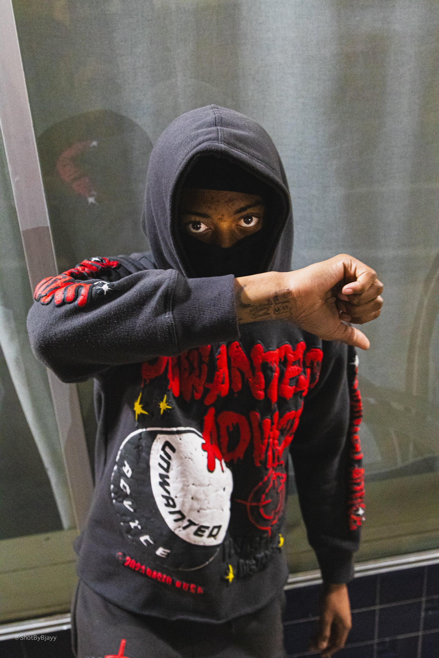 Heavyweight Cropped Hoodie (Grey/Red)