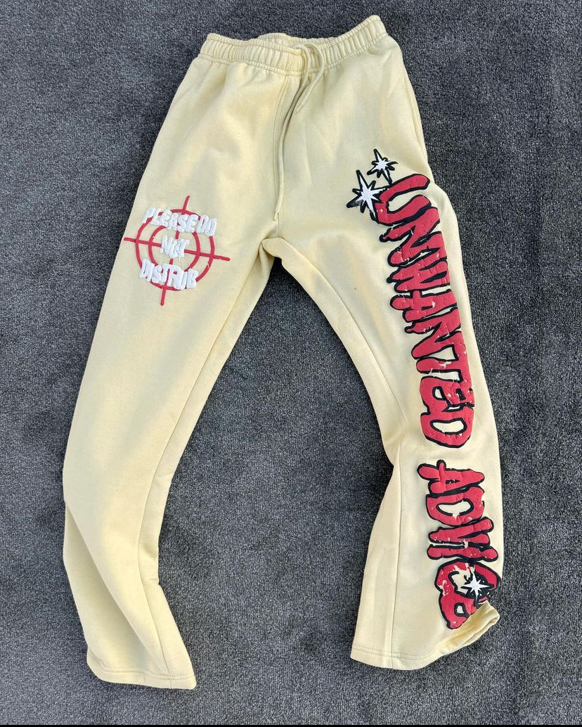 Heavyweight, Flared Puff Print Sweatpants (Cream)
