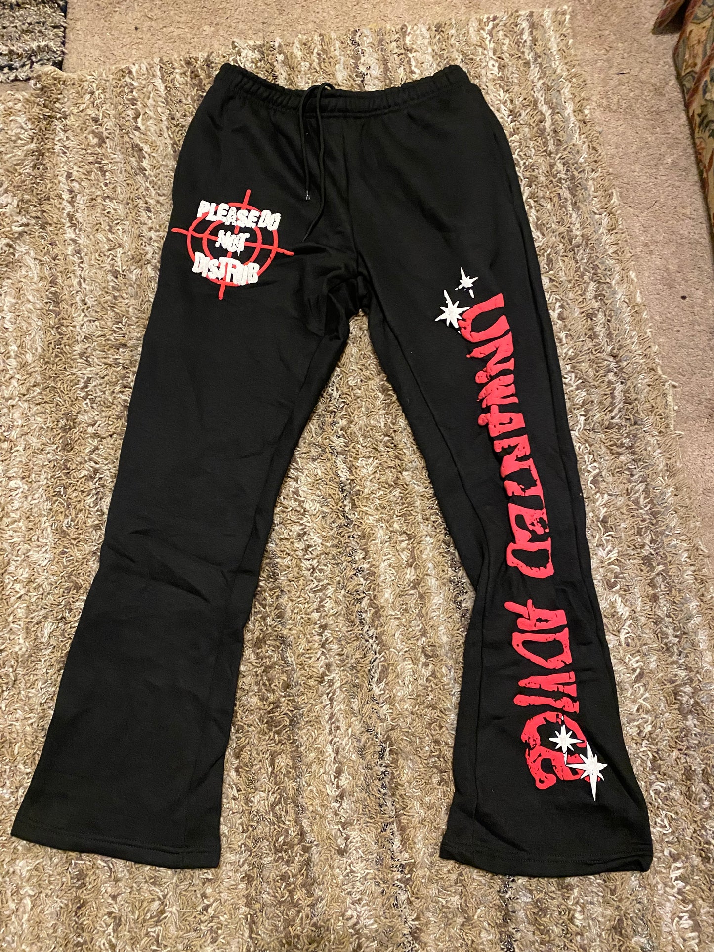 Heavyweight, Flared Puff Print Sweatpants (Black/Red)