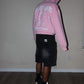 Rhinestone + Denim Distressed Windy Zip Up Jacket