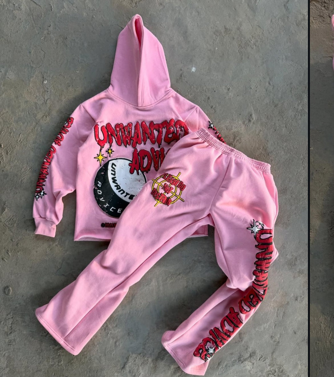 Flared Sweats + Cropped Hoodie Tracksuit (Pink)