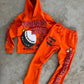 Heavyweight Puff Print Flared Sweats (Orange)