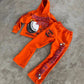 Flared Sweats + Cropped Hoodie Tracksuit (Orange)
