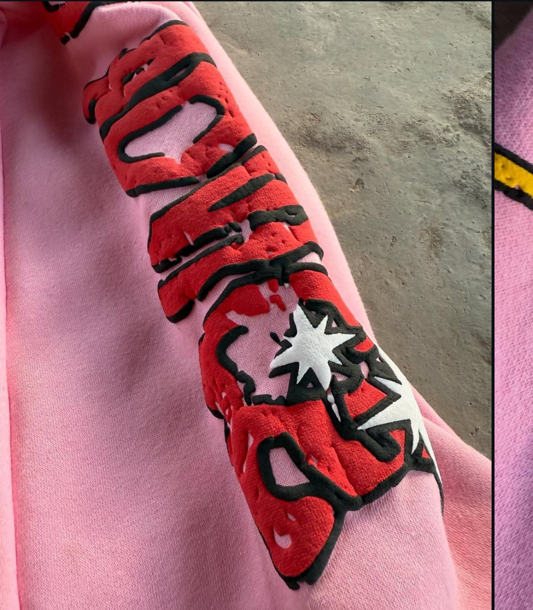 Heavyweight, Flared Puff Print Sweatpants (Pink)