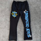 Flared Sweats + Cropped Hoodie Tracksuit (Blue/Black)