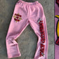 Heavyweight, Flared Puff Print Sweatpants (Pink)