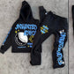 Flared Sweats + Cropped Hoodie Tracksuit (Blue/Black)