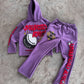 Flared Sweats + Cropped Hoodie Tracksuit (Purple)