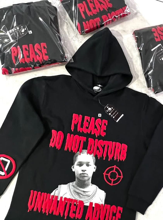 Heavyweight Fredo Santana Cropped Hoodie (Black/Red)